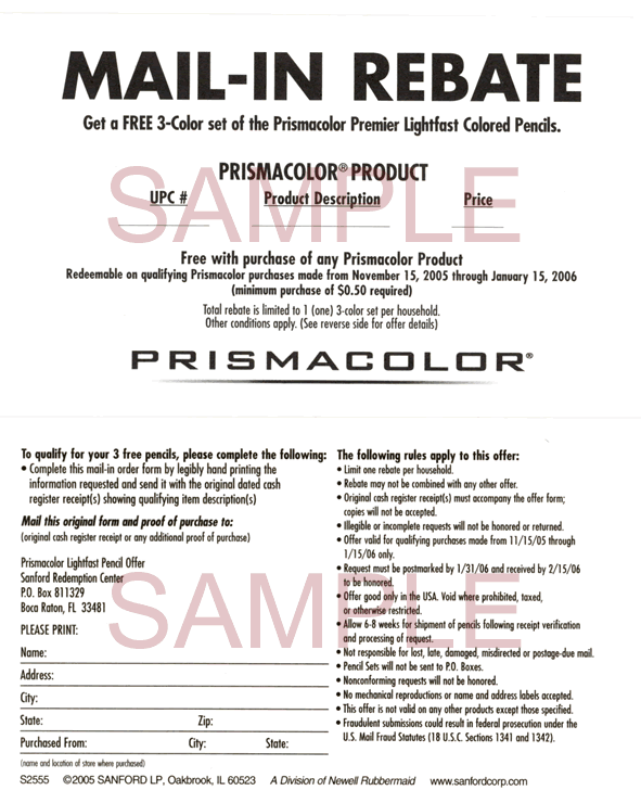 Free 3-Color set of the Prismacolor Premier Lightfast Colored Pencils