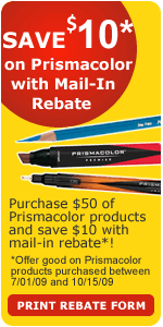 Save $10 with the purchase of $50 or more of any Prismacolor Products!