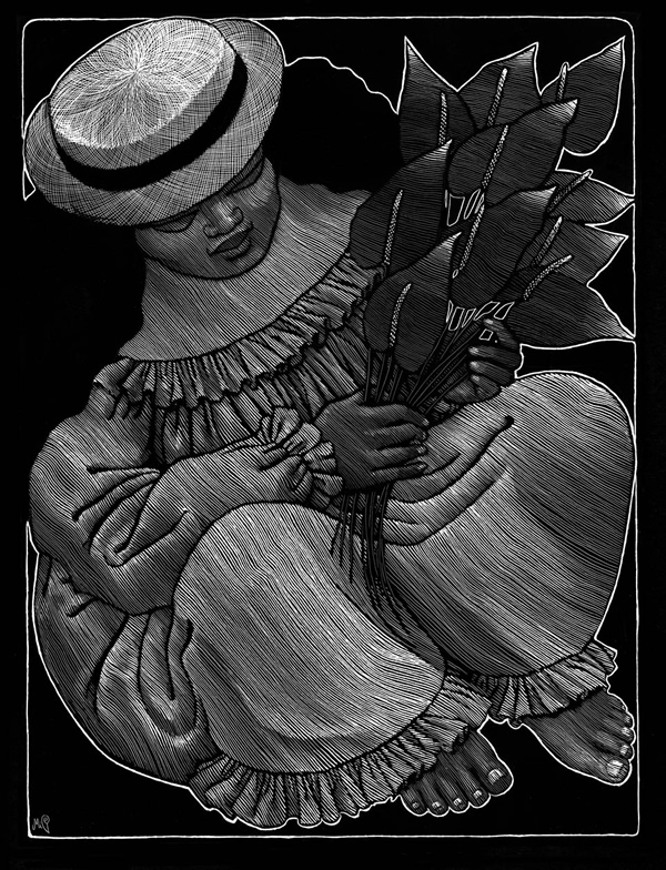 Michelle Dick's scratch art image titled - "Anthurium"
