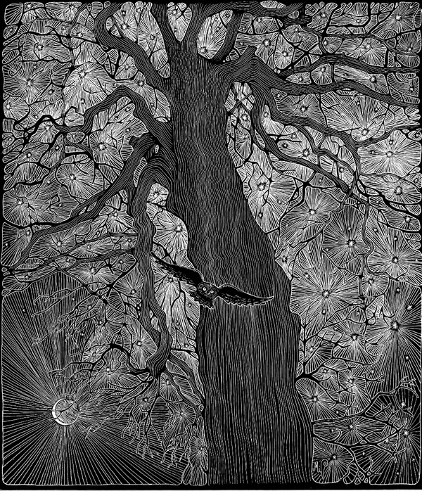 Star Tree Michelle Dick's scratch art image titled - "Star Tree"