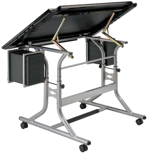 Alvin Craftsmaster II Glass Top Deluxe Drawing Table Back View