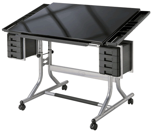 New @ Rex the Alvin Craftsmaster II Glass Top Drawing Table