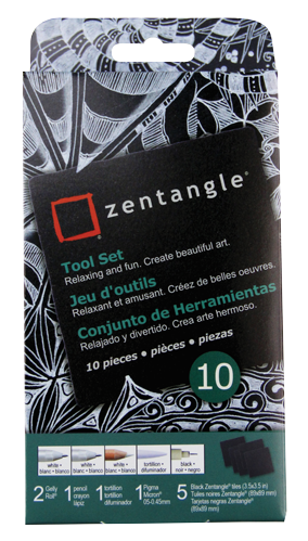 Pigma Zentangle 3.5 Black Tile Set of 10