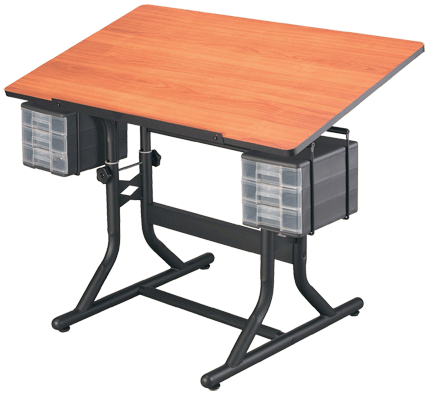 Alvin Craftmaster Hobby Station - Color Black Base with Woodgrain Top - Size 24 x 40