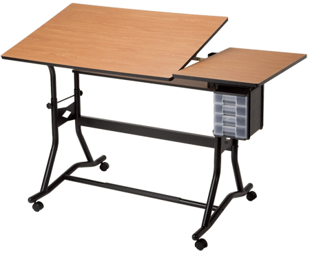 Alvin Craftmaster III Split-Top Drafting, Drawing, And Art Table - Color Black Base/Woodgrain Top - Size 30 x 60 Overall