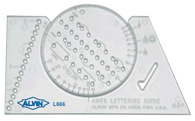 Alvin Lettering Guide & Rule Template - Size Inches & Metric