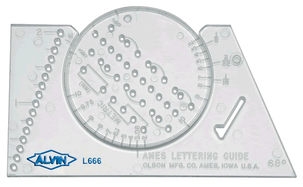 Alvin Lettering Guide & Rule Template - Size: Inches & Metric