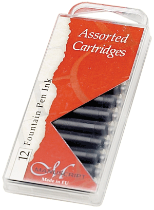 Manuscript Calligraphy Ink Cartridges, Pack of 12 - Color Black