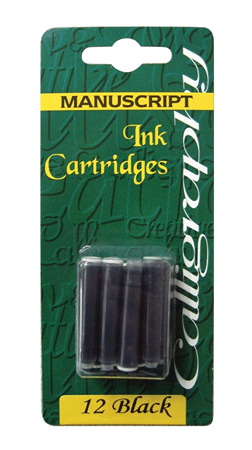 Manuscript Calligraphy Ink Cartridges, Pack of 12 - Color Blue