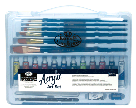 Set Di Pittura Acrilica Royal Langnickel Per Principianti | 6 Colori Da 12ml, 2 Pennelli Taklon, Carta A5 E Matita, Kit Regalo