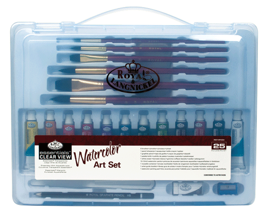 Royal & Langnickel Watercolor Painting Set in a Large Clear View Art Case