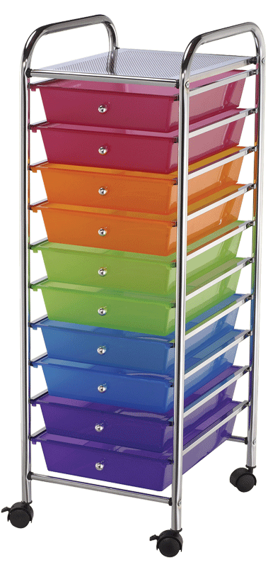 Blue Hills Studio Storage Cart, 10 Drawers, Multicolor