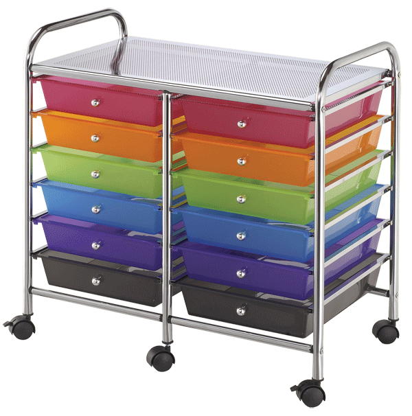 Blue Hills Studio Storage Cart, 12 Drawers, Multicolor*