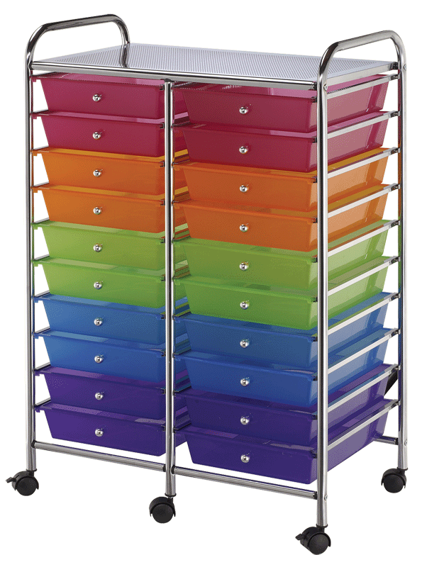 Blue Hills Studio Storage Cart, 20 Drawers, Multicolor*
