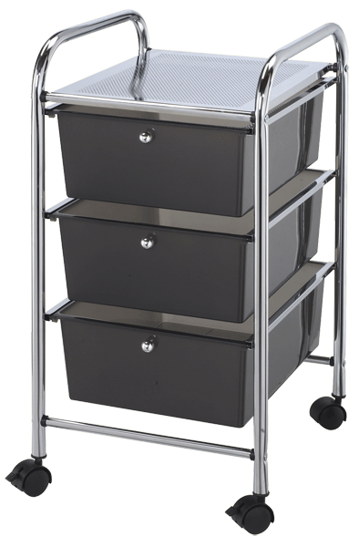 Blue Hills Studio Storage Cart, 3 Drawers, Smoke