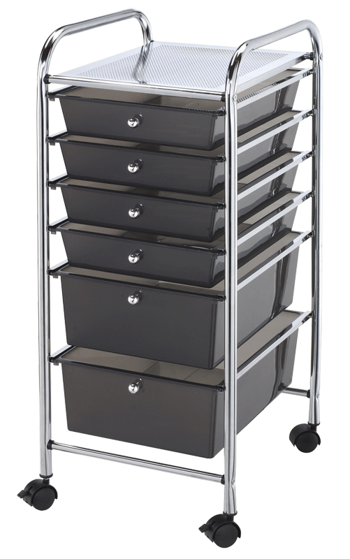 Blue Hills Studio Storage Cart, 6 Drawers, Smoke