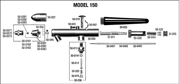 Badger Model 150 Airbrush Parts