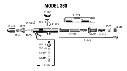 Badger Model 360 Airbrush Parts