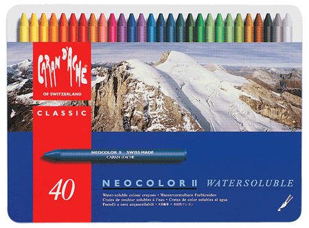 Caran d'Ache Classic Neocolor II Water-Soluble Pastels, 30 Colors 