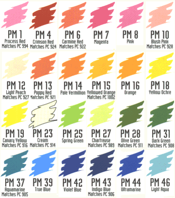 Prismacolor 48 Set Color Chart