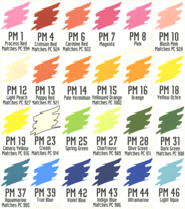 Prismacolor Art Markers Color Chart