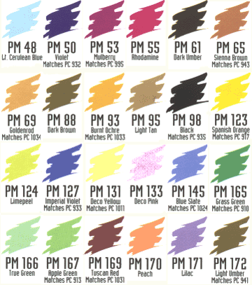 Prismacolor 48 Set Color Chart