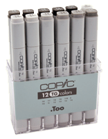 Copic Original Marker 12 Color Set - Color Toner Gray