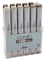 Copic Original Marker 12 Color Set - Color Warm Gray