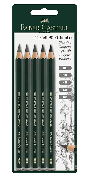 Faber-Castell Castell 9000 Series Graphite Pencil Jumbo Set of 5