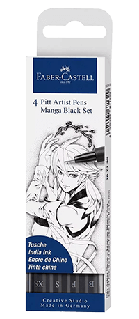 Faber-Castell Manga Black Set 4 Pitt Artist Pens