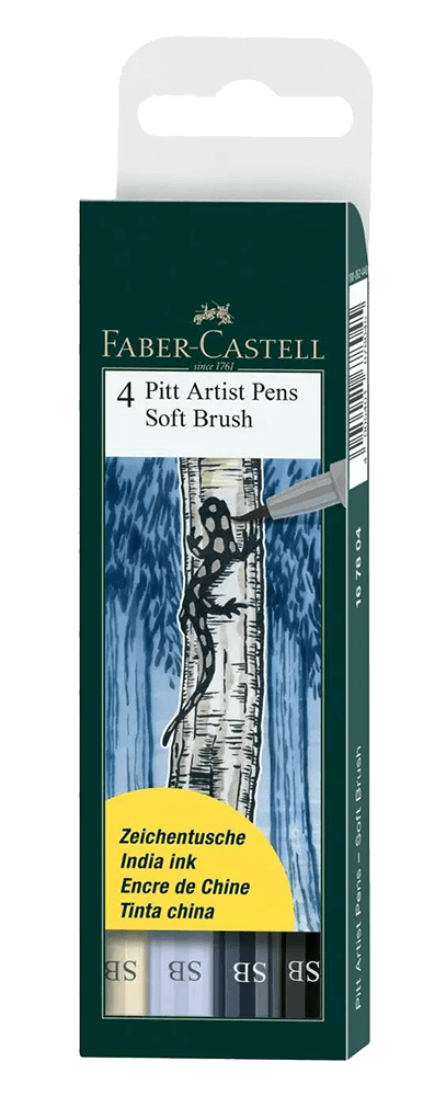 Faber Castell Pitt Artist Pen Brush India ink pen, wallet of 6