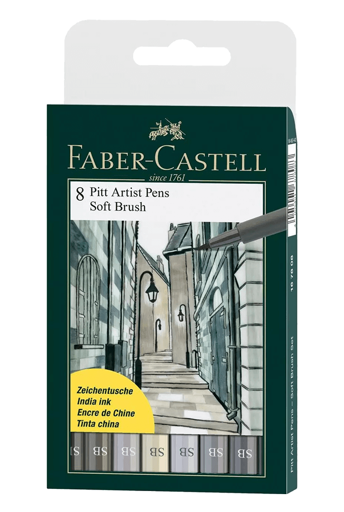 Faber-Castell Pitt Artist Pen Black Wallet 8 Set