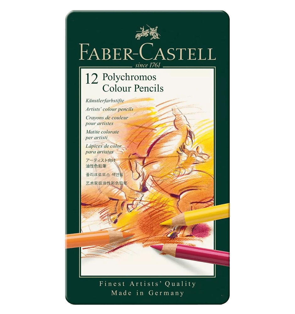 Faber-Castell Polychromos Artists' Colored Pencil Metal Tin of 12