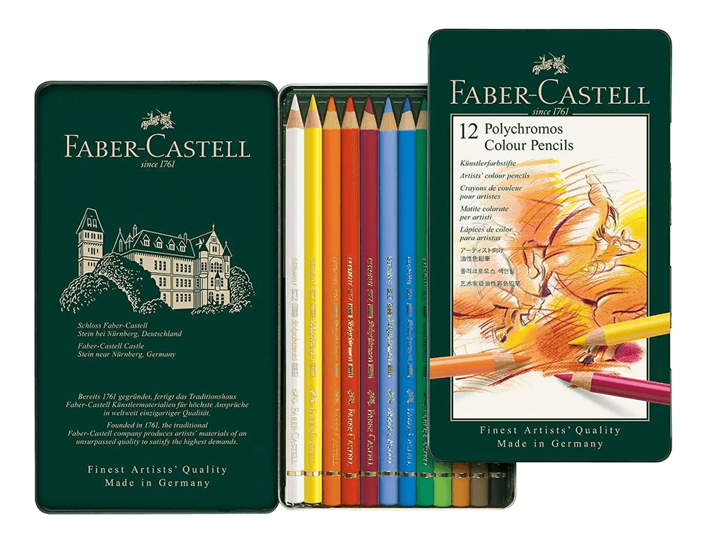 Faber-Castell Polychromos Artists' Colored Pencil Metal Tin of 12