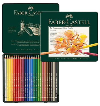 Faber-Castell Polychromos Artists Colored Pencil Metal Tin of 24