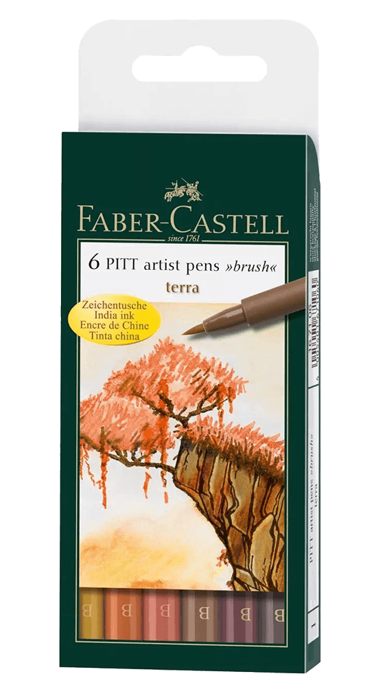 Faber-Castell Pitt Artist Pen Calligraphy, Assorted, (6 Art Markers) 