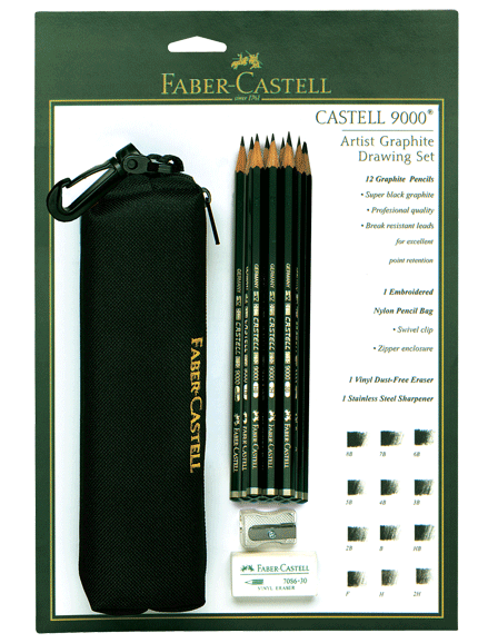 Faber-Castell Castell 9000 12 Pencil Bag Set with Eraser & Sharpener