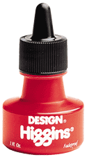 Higgins Non-Waterproof, Dye Based Lettering Ink - Color Red - Size 1 oz.