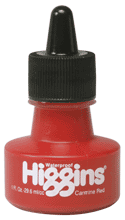 Higgins Non-Waterproof, Dye Based Lettering Ink - Color Carmine Red - Size 1 oz.