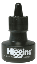 Higgins Non-Waterproof, Dye Based Lettering Ink - Color Leaf Green - Size 1 oz.