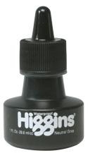 Higgins Non-Waterproof, Dye Based Lettering Ink   - Color Neutral Gray - Size 1 oz.