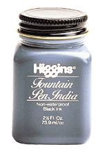 Higgins Non-Waterproof Lettering Ink - Color Black - Size 2-1/2 oz.