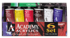 Grumbacher Academy Acrylic Intro Set of 6 - Size 3 oz. (90ml)