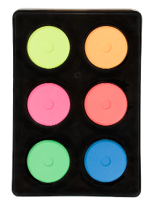 Jack Richeson Mini Tempera Cakes (Pack of 6) - Color Assorted Flourescent