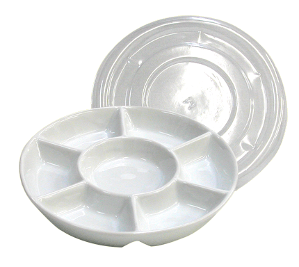 Richeson Porcelain 7 Well Mixg.Tray W/Cvr - Color White - Size Round