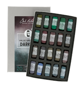 Richeson Soft Handrolled Pastels Set of 20 - Color Value Spectrum Darks 4