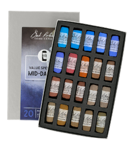 Richeson Soft Handrolled Pastels Set of 20 - Color Value Spectrum Mid-Darks 1