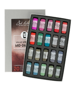 Richeson Soft Handrolled Pastels Set of 20 - Color Value Spectrum Mid-Darks 3