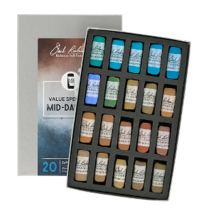 Richeson Soft Handrolled Pastels Set of 20 - Color Value Spectrum Mid-Darks 4