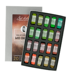 Richeson Soft Handrolled Pastels Set of 20 - Color Value Spectrum Mid-Darks 5